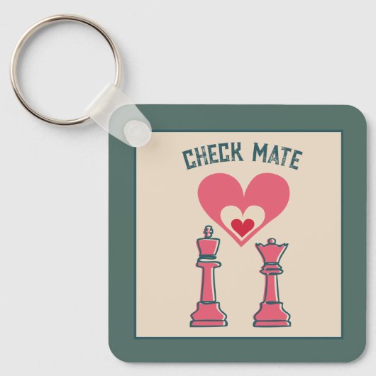 Niedlich süße Retro Funny Checkmate Valentine Gesc Schlüsselanhänger (Vorderseite)