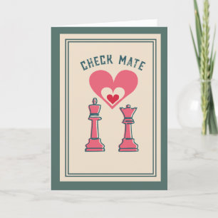 Niedlich süße Retro Funny Checkmate Valentine's Da Feiertagskarte