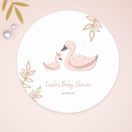 Niedlich Swan Baby Dusche Runder Pappuntersetzer