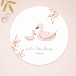 Niedlich Swan Baby Dusche Runder Pappuntersetzer