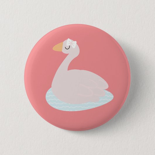 Niedlich Swan Pink Bow Confetti Girls Geburtstagsp Button (Vorderseite)