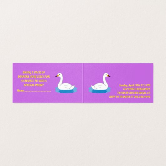 Niedlich Swan Theme Girl Baby Dusche (Innenseite Aufgefaltet)