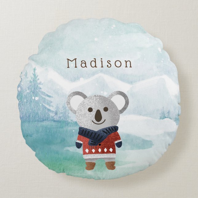 Niedlich Sweatered Koala Rundes Kissen (Vorderseite)