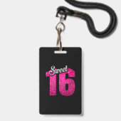 Niedlich Sweet 16 Birthday VIP All Access Pass Ausweis (Rückseite mit Lanyard)