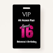 Niedlich Sweet 16 Birthday VIP All Access Pass Ausweis (Vorderseite)