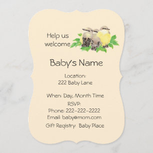 Niedlich Sweet Bird Family Baby Dusche Einladung