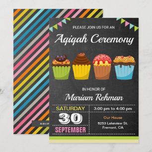 Niedlich Sweet Cupcake Aqeeqah   Zeremonie von Aqi Einladung