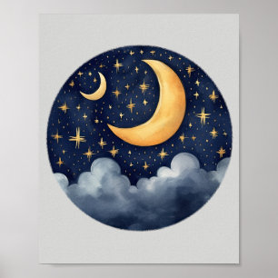 Niedlich Sweet Dreams Moon Stars Wolken Kinderzimm Poster