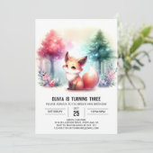 Niedlich Sweet Fox Geburtstag digital Einladung (Stehend Vorderseite)