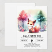 Niedlich Sweet Fox Geburtstag digital Einladung (Vorne/Hinten)