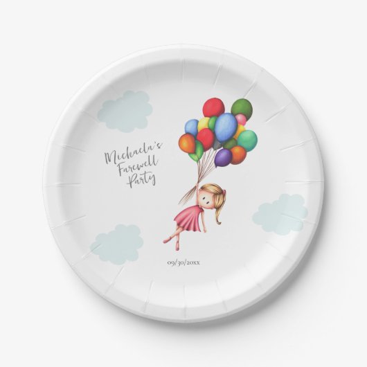 Niedlich Sweet Girl mit Balloons Party Supplies Pappteller (Vorderseite)