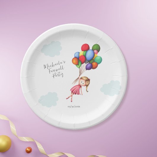 Niedlich Sweet Girl mit Balloons Party Supplies Pappteller