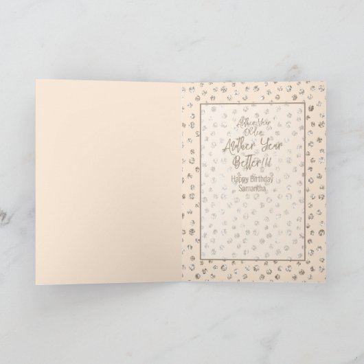 Niedlich Sweet Girly Peach Glitzer Weinkultur und Karte (Innenseite)