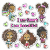 Niedlich Sweet Happy African American Girls Aufkleber (Vorderseite)
