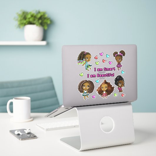 Niedlich Sweet Happy African American Girls Aufkleber (Laptop auf Schreibtisch)