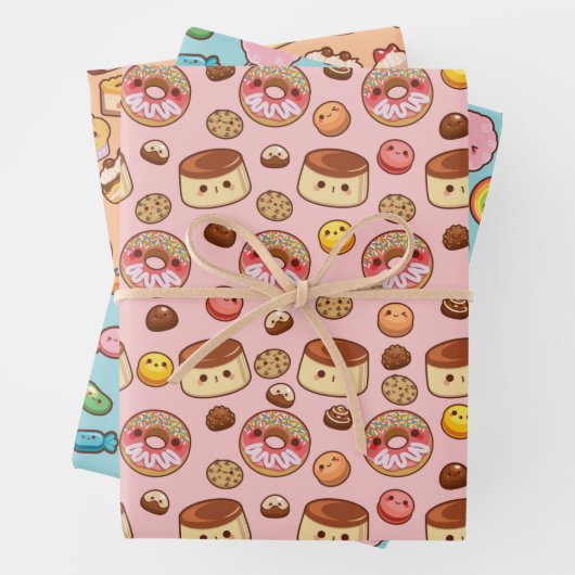 Niedlich Sweet Kawaii Leckereien Party Geschenkpapier Set (Beispiel)
