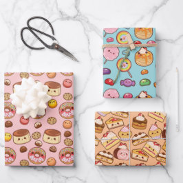 Niedlich Sweet Kawaii Leckereien Party Geschenkpapier Set