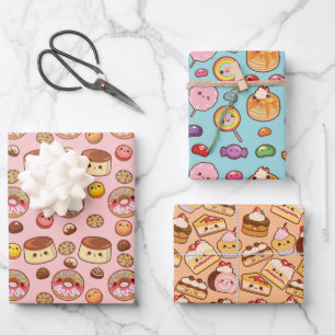 Niedlich Sweet Kawaii Leckereien Party Geschenkpapier Set