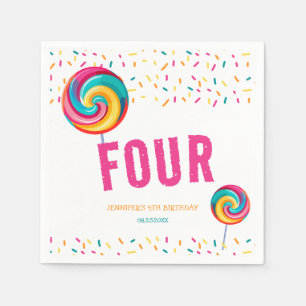 Niedlich Sweet Lollipop Candy 4. Geburtstag Serviette