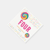Niedlich Sweet Lollipop Candy 4. Geburtstag Serviette (Ecke)