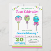 Niedlich Sweet Lollipop Candy Land Birthday Party Einladung (Vorderseite)