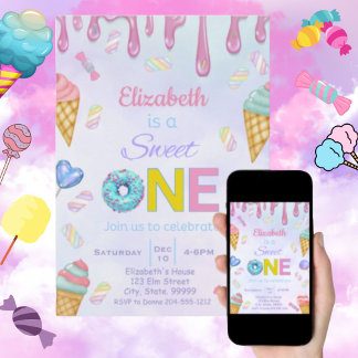 Niedlich Sweet One Birthday Invitation for Girl Einladung