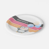 Niedlich Sweet Penguin Balloon Girl Geburtstag Pappteller (Schrägansicht)