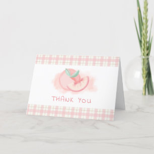 Niedlich Sweet Pink Gingham Peach Baby Dusche Dankeskarte