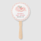 Niedlich Sweet Pink Gingham Peach Baby Dusche Fächer (Rückseite)