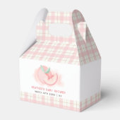 Niedlich Sweet Pink Gingham Peach Baby Dusche Geschenkschachtel (Rückseite)