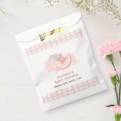 Niedlich Sweet Pink Gingham Peach Baby Dusche Geschenktütchen (Versiegelt)