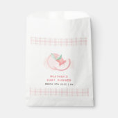 Niedlich Sweet Pink Gingham Peach Baby Dusche Geschenktütchen (Vorderseite)