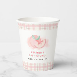 Niedlich Sweet Pink Gingham Peach Baby Dusche Pappbecher