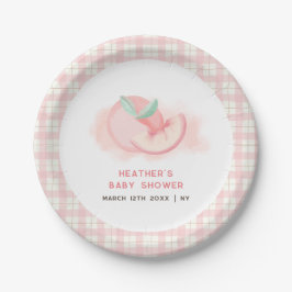 Niedlich Sweet Pink Gingham Peach Baby Dusche Pappteller