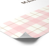 Niedlich Sweet Pink Gingham Peach Baby Dusche Will Poster (Ecke)