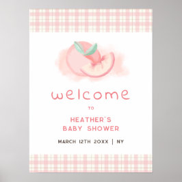 Niedlich Sweet Pink Gingham Peach Baby Dusche Will Poster