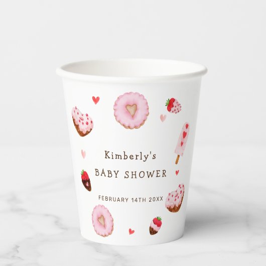 Niedlich Sweetheart Donuts Valentines Baby Dusche Pappbecher (Vorderseite)