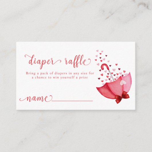 Niedlich Sweetheart Umbrella Diaper Raffle Baby Du Begleitkarte (Vorderseite)