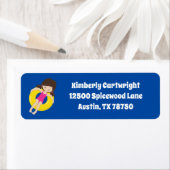 Niedlich Swim Girl Pool Party Blaue Rücksendeadres (Insitu)