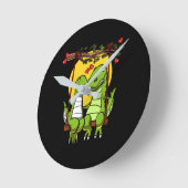 Niedlich T-Rex Dinosaur Couple Runde Wanduhr (Winkel)