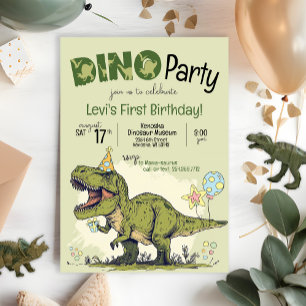 Niedlich T-Rex Dinosaur Erster Geburtstag Dino Par Einladung