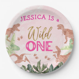 Niedlich T Rex Dinosaur Girl 1. Geburtstag Party Pappteller