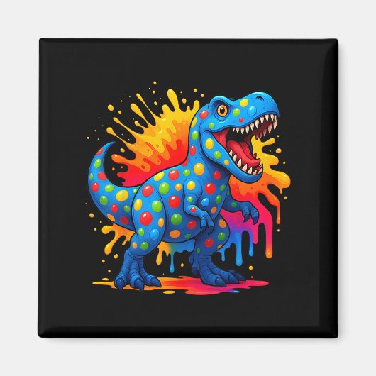 Niedlich T Rex Dinosaur Polka Dot Art Student Dot Magnet (Vorne)