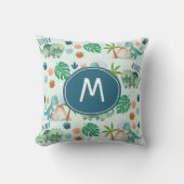 Niedlich T Rex Triceratops Dinosaurier Muster Mono Kissen (Vorderseite)