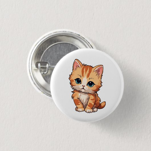 Niedlich Tabby Cat Button (Vorne & Hinten)