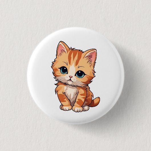 Niedlich Tabby Cat Button (Vorderseite)