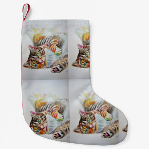 Niedlich Tabby Cat Merry Cats Weihnachts-Strumpf Kleiner Weihnachtsstrumpf