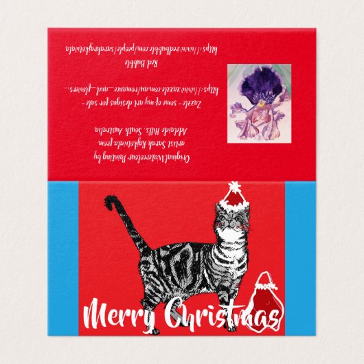 Niedlich Tabby Cat Merry Catsmus Weihnachtskarte S (Außenseite Aufgefaltet)