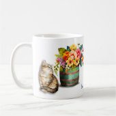 Niedlich Tabby Kitten Blume Barrel Kaffeetasse (Links)