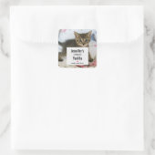 Niedlich Tabby Kitten Foto Candle Business Quadratischer Aufkleber (Tasche)